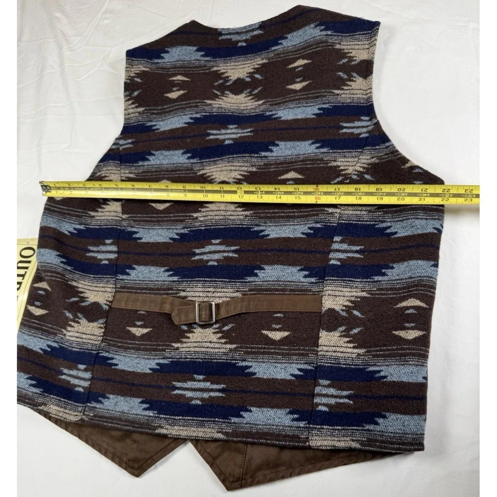 Outback‎ Trading Co Sebastian Aztec Back Snap Button Vest Cowboy Size Large New